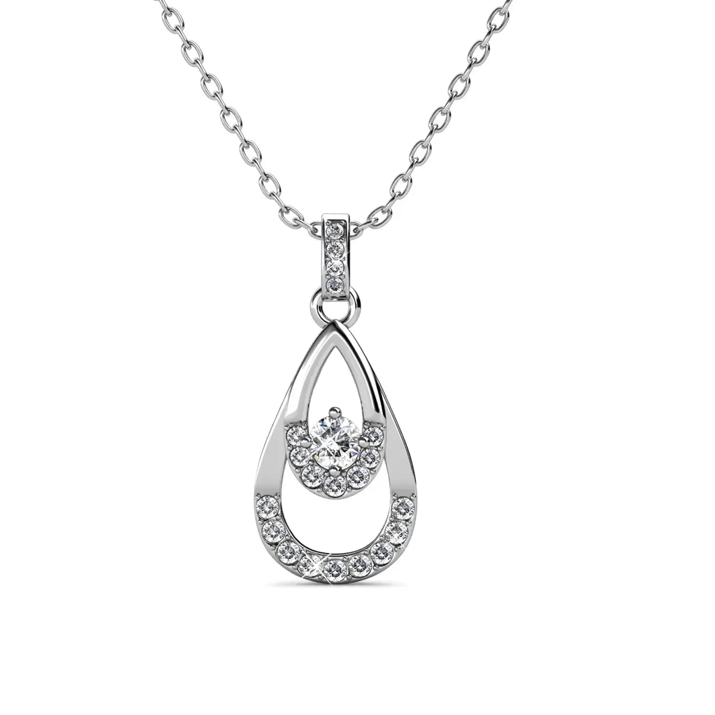 Класическо сребърно колие Елегантна капка 18К златно покритие – by Crystal Pro Jewellery