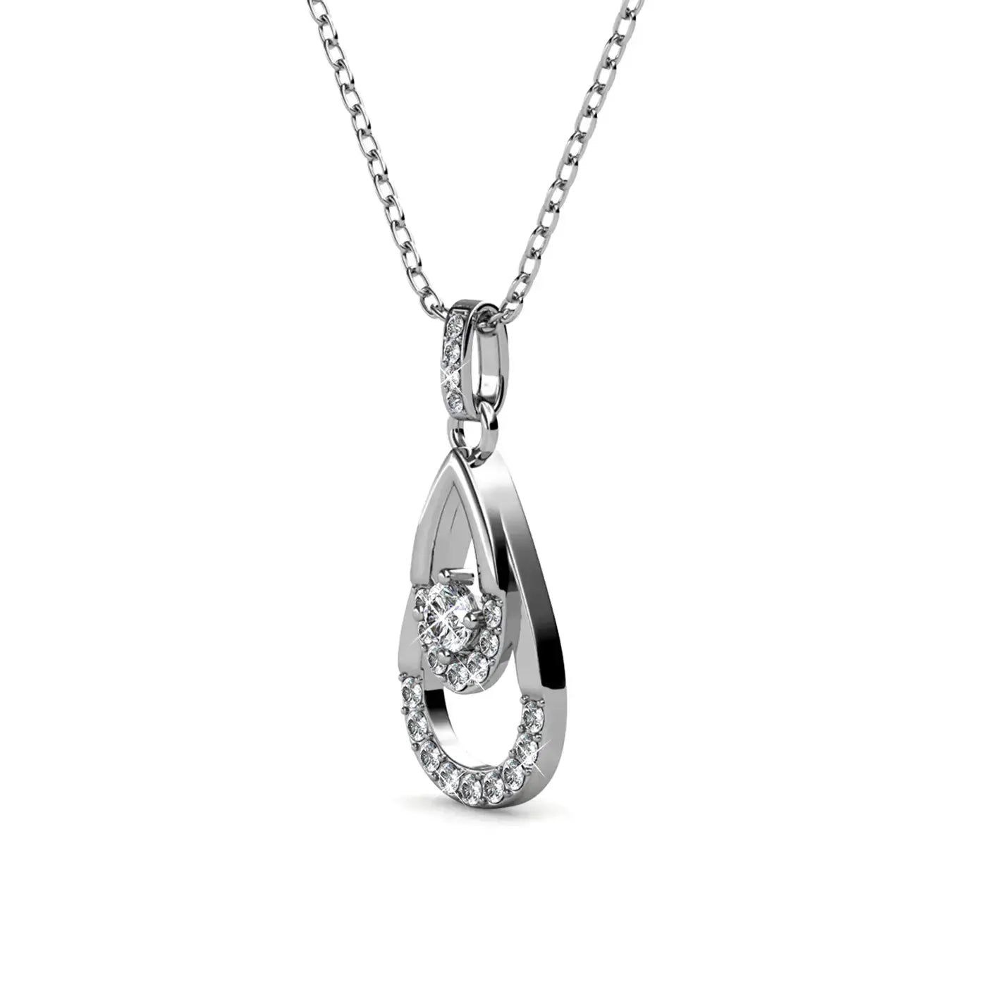 Класическо сребърно колие Елегантна капка 18К златно покритие – by Crystal Pro Jewellery