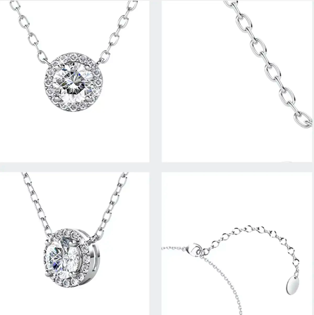 Колие Classic Sparkle с австрийски кристали 18К покритие Бяло злато