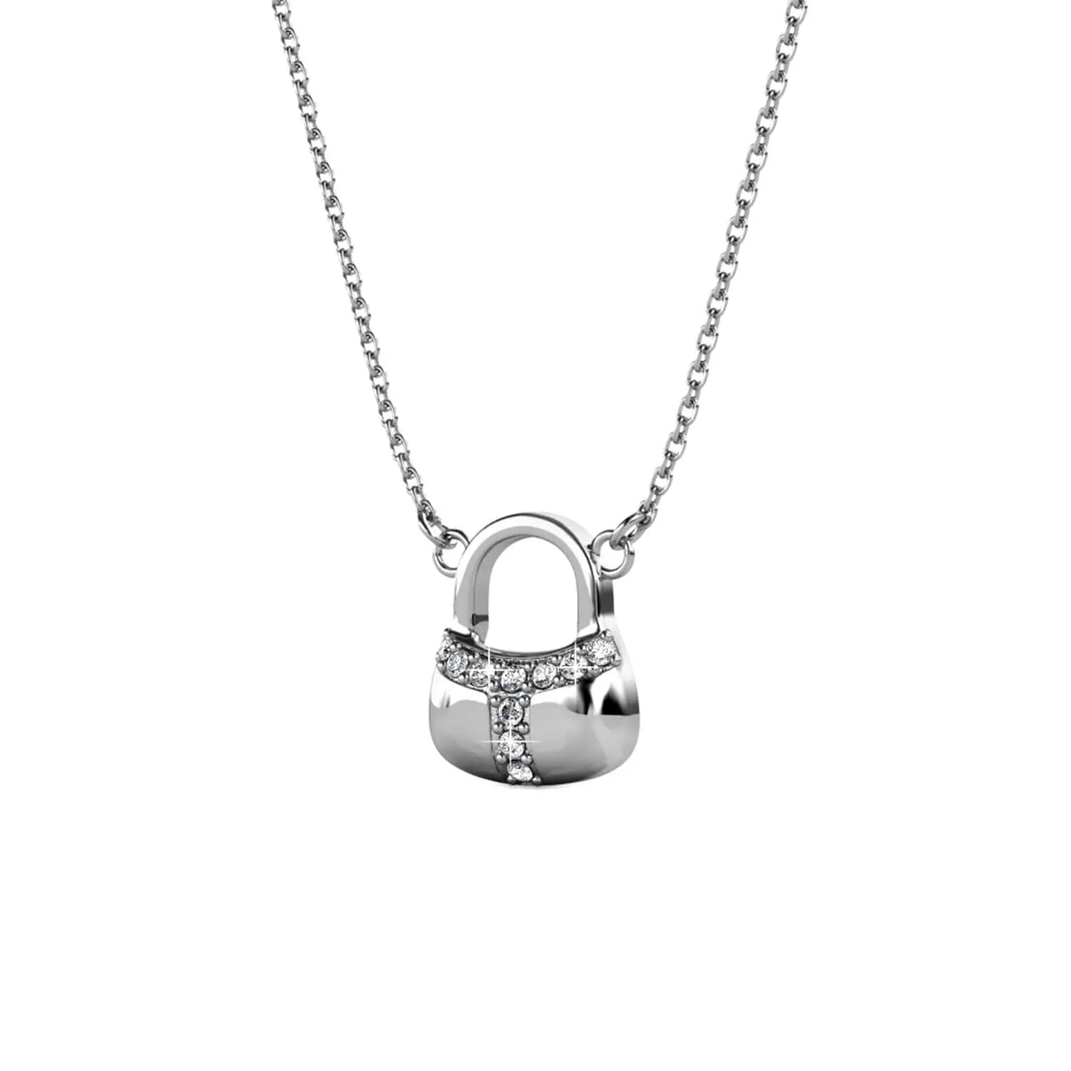 Колие Катинарче с кристали 18К покритие бяло злато – by Crystal Pro Jewellery