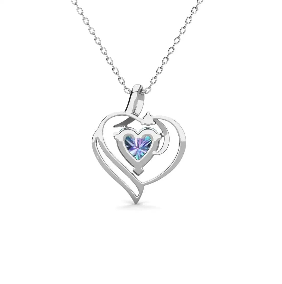 Колие Mystic Heart с цветен кристал 18K покритие Розово злато