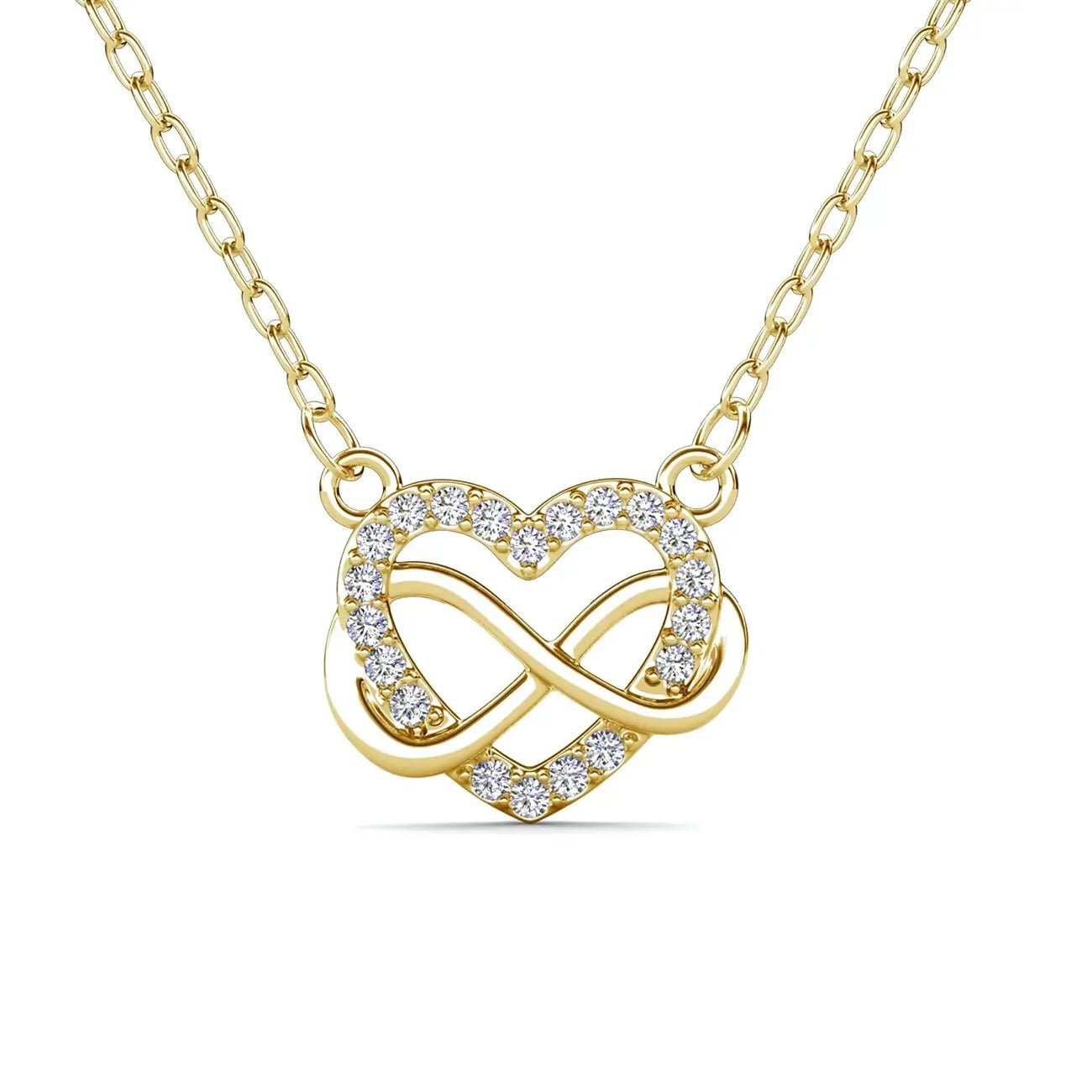 Колие Сърце с блясък на австрийски кристали 18К златно покритие – by Crystal Pro Jewellery