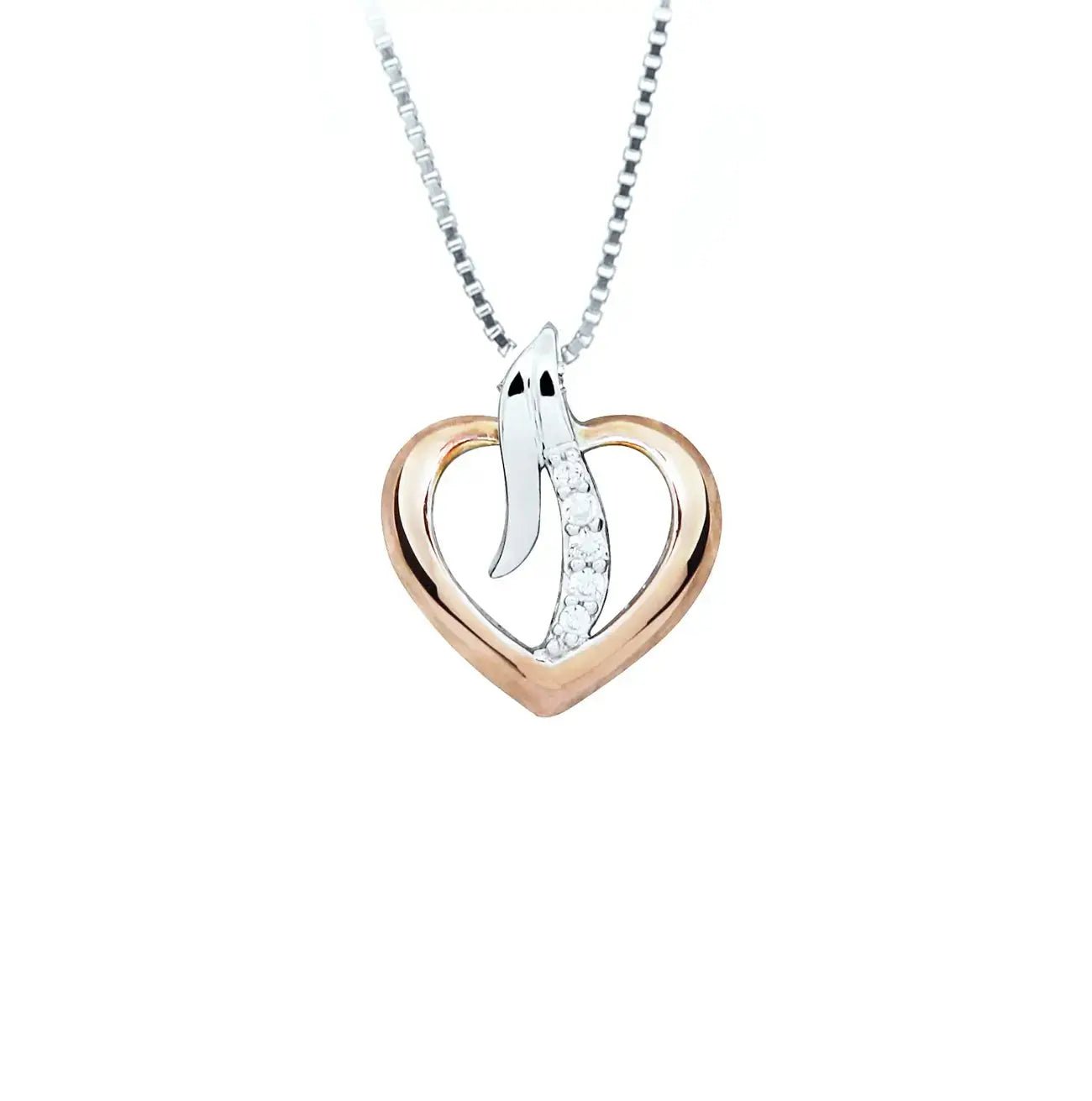 Колие Сърце в два цвята Сребро 925 – by Crystal Pro Jewellery