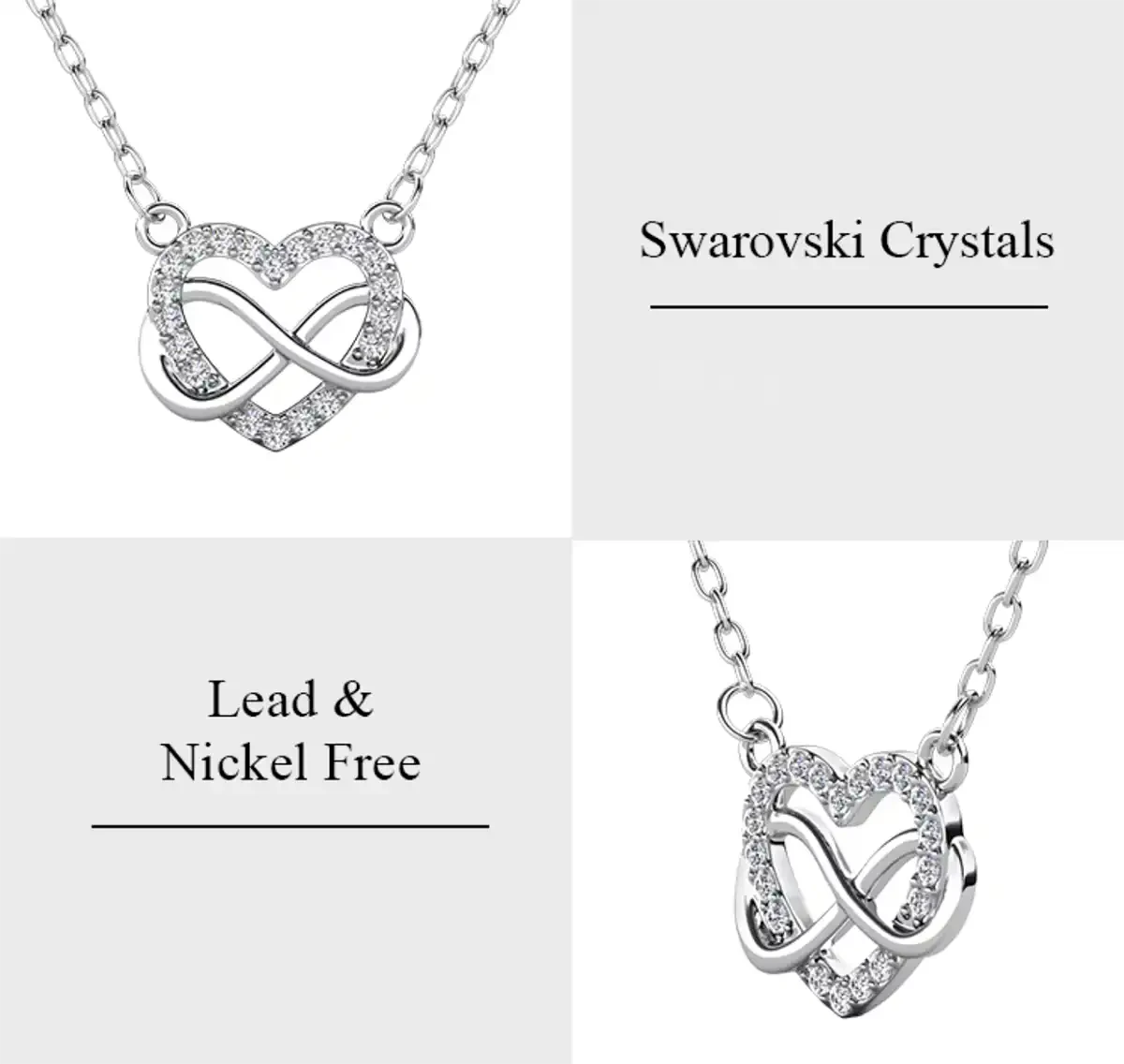 Heart Necklace with Sparkling Austrian Crystals 18K Gold Plated