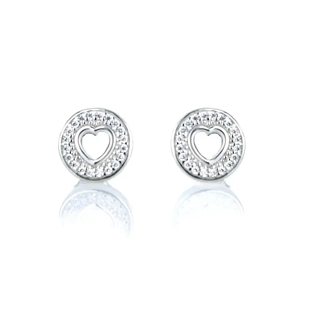 Кръгли обици със сърца Сребро 925 – by Crystal Pro Jewellery