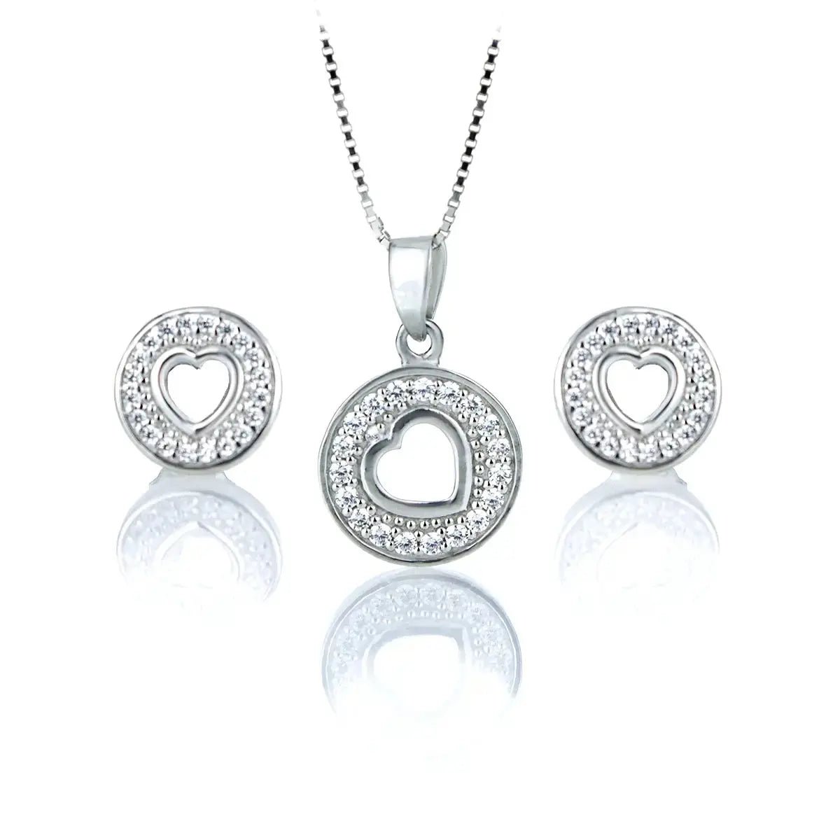 Кръгли обици със сърца Сребро 925 – by Crystal Pro Jewellery