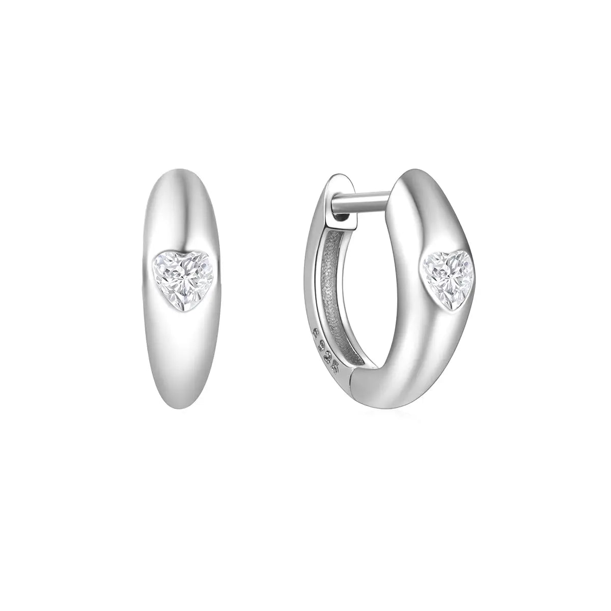 Луксозни малки халки с циркониево сърце Сребро 925 – by Crystal Pro Jewellery
