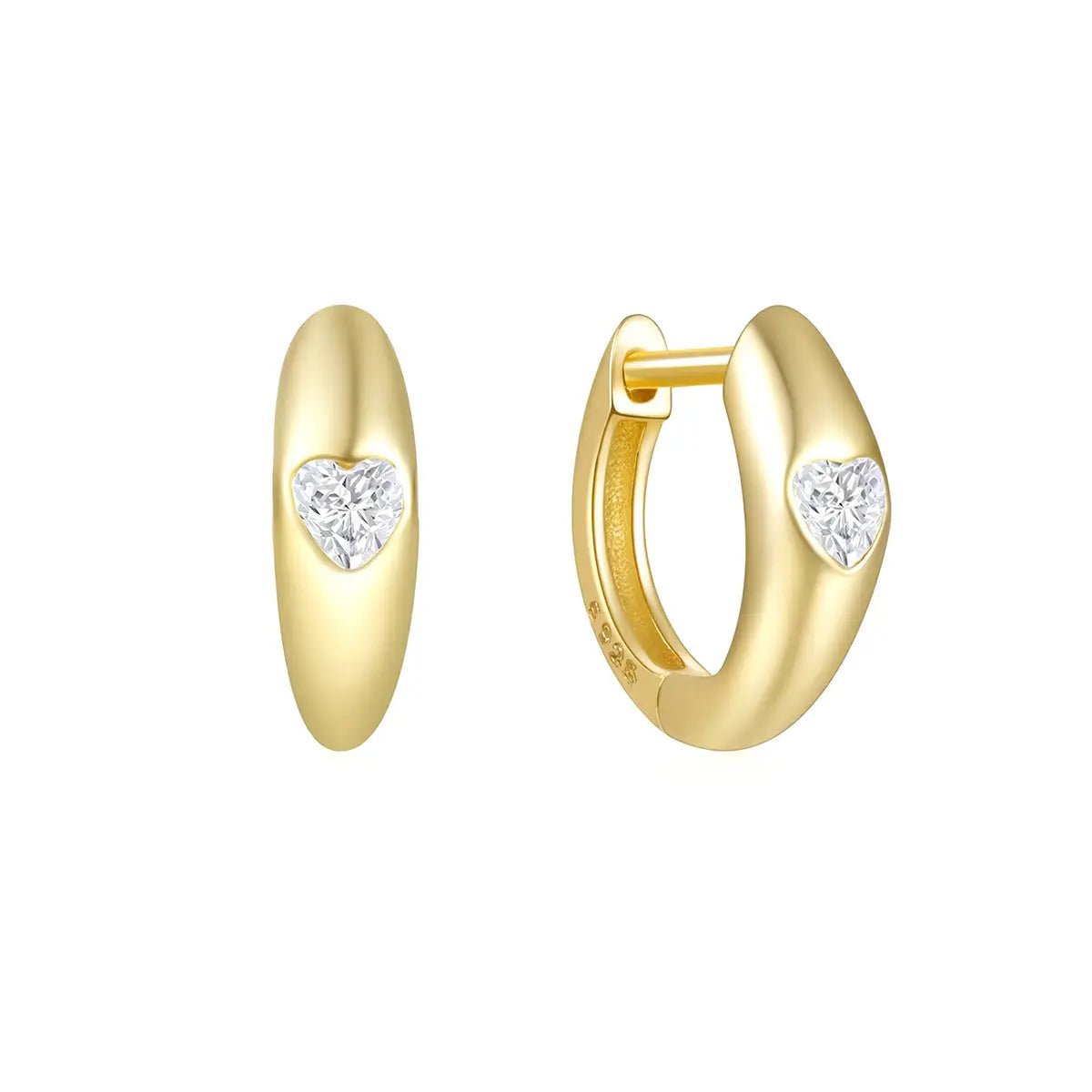 Луксозни малки халки с циркониево сърце Сребро 925 – by Crystal Pro Jewellery
