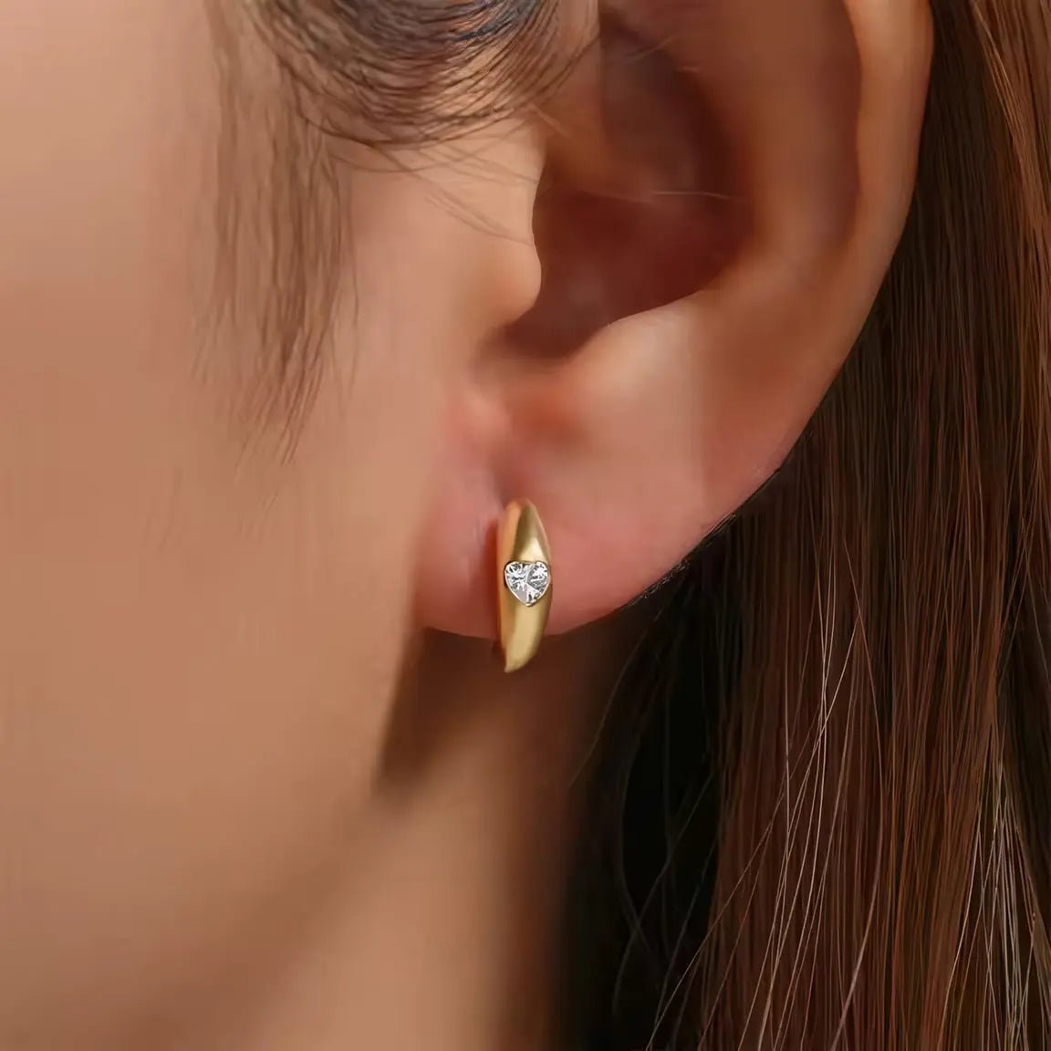 Луксозни малки халки с циркониево сърце Сребро 925 – by Crystal Pro Jewellery