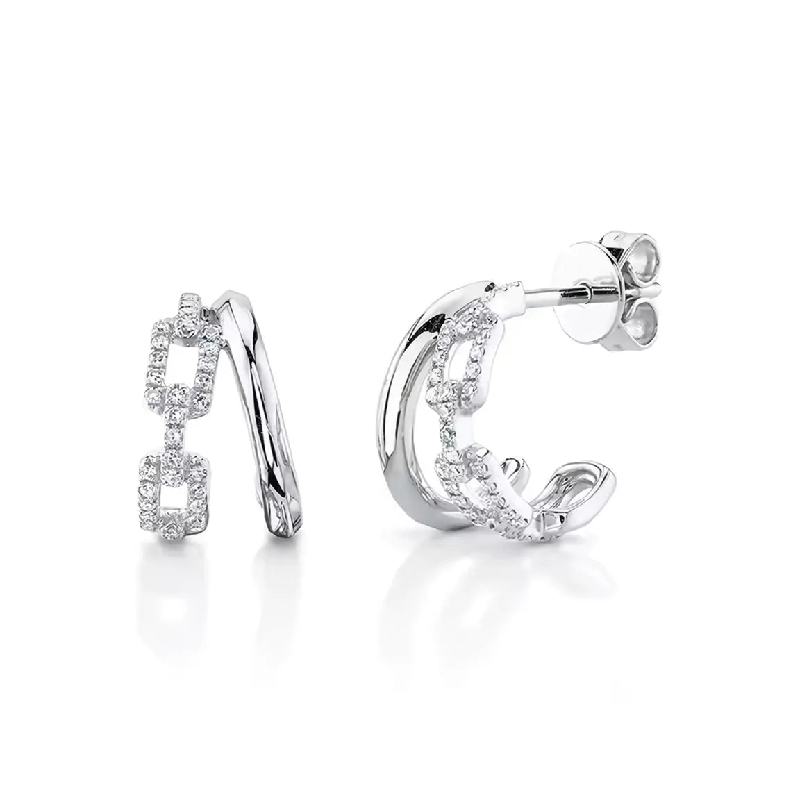 Луксозни обици двойни халки Сребро 925 – by Crystal Pro Jewellery