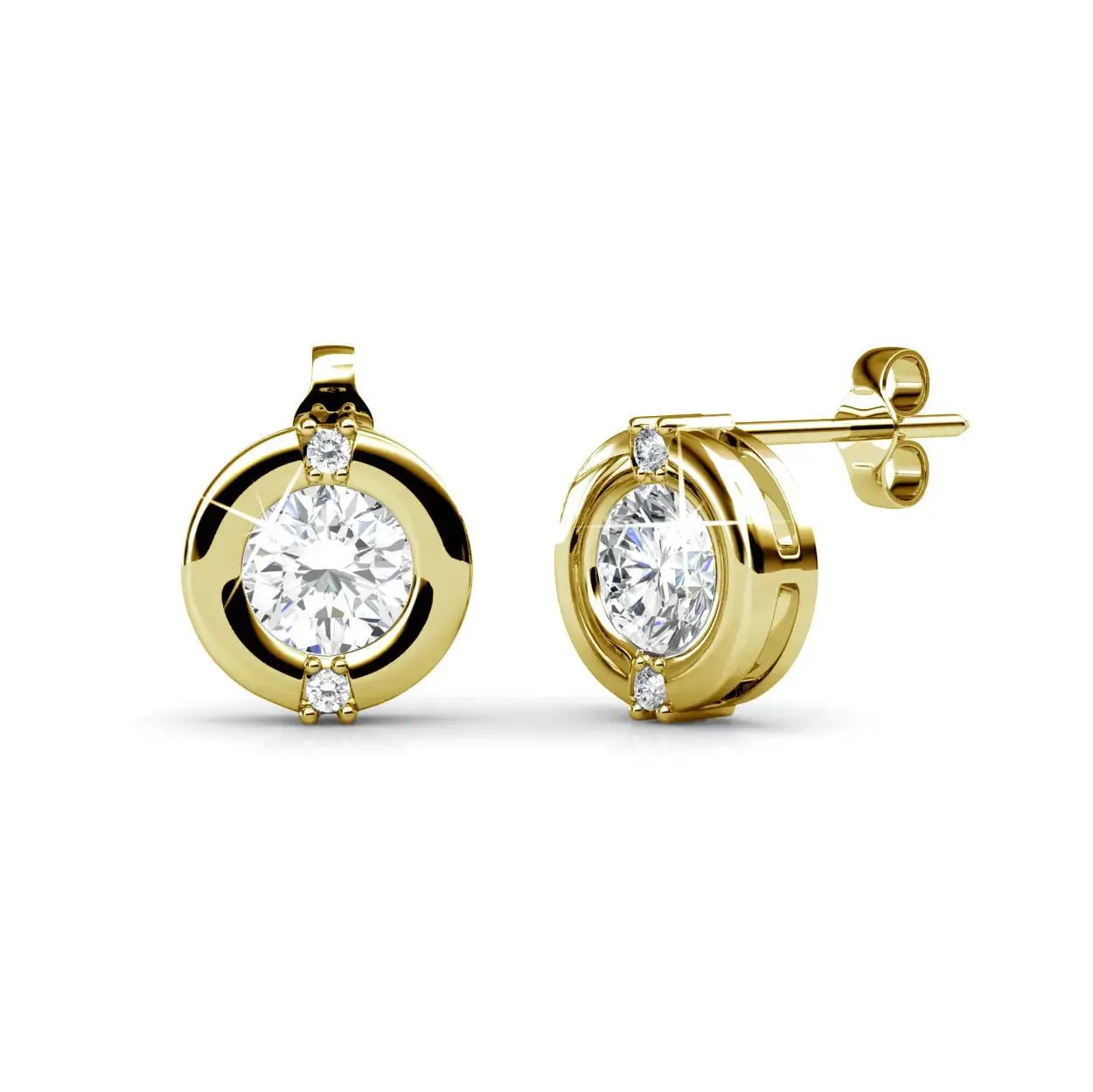 Луксозни сребърни обици с австрийски кристали 18К златно покритие – by Crystal Pro Jewellery