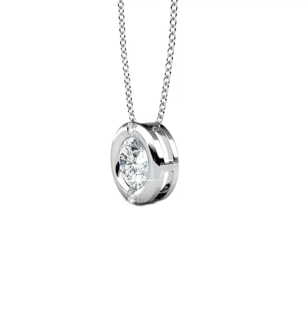 Луксозно сребърно колие с австрийски кристали 18К покритие розово злато – by Crystal Pro Jewellery