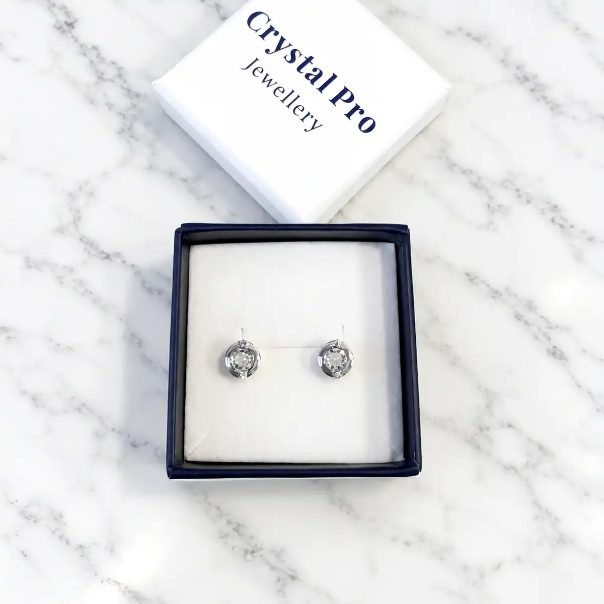 Luxury silver earrings, decorated with Swarovski® crystals, 18K rose gold plated