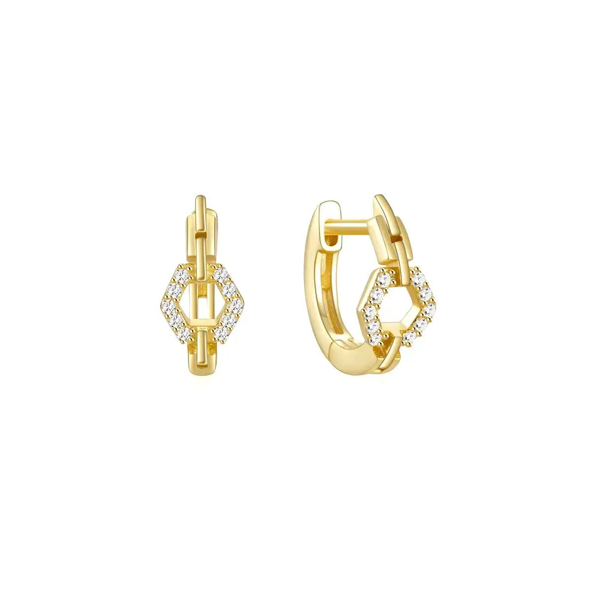 Малки халки с геометричен дизайн Сребро 925 с 18К златно покритие – by Crystal Pro Jewellery