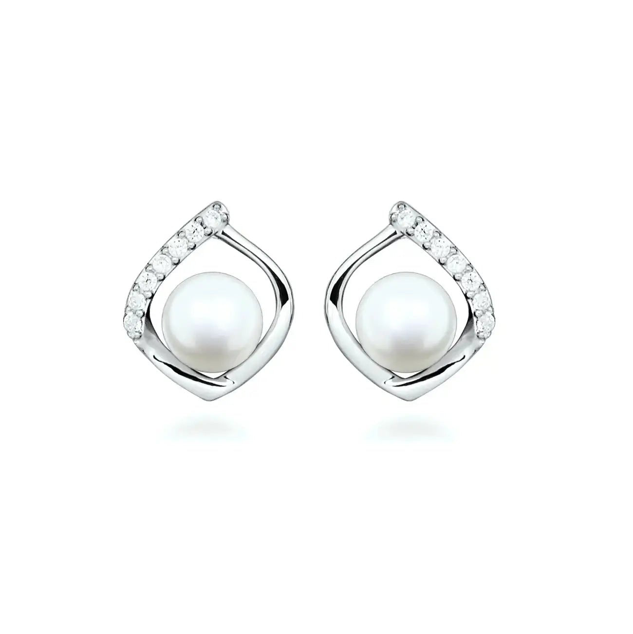 Малки луксозни обици с речни перли Сребро 925 – by Crystal Pro Jewellery