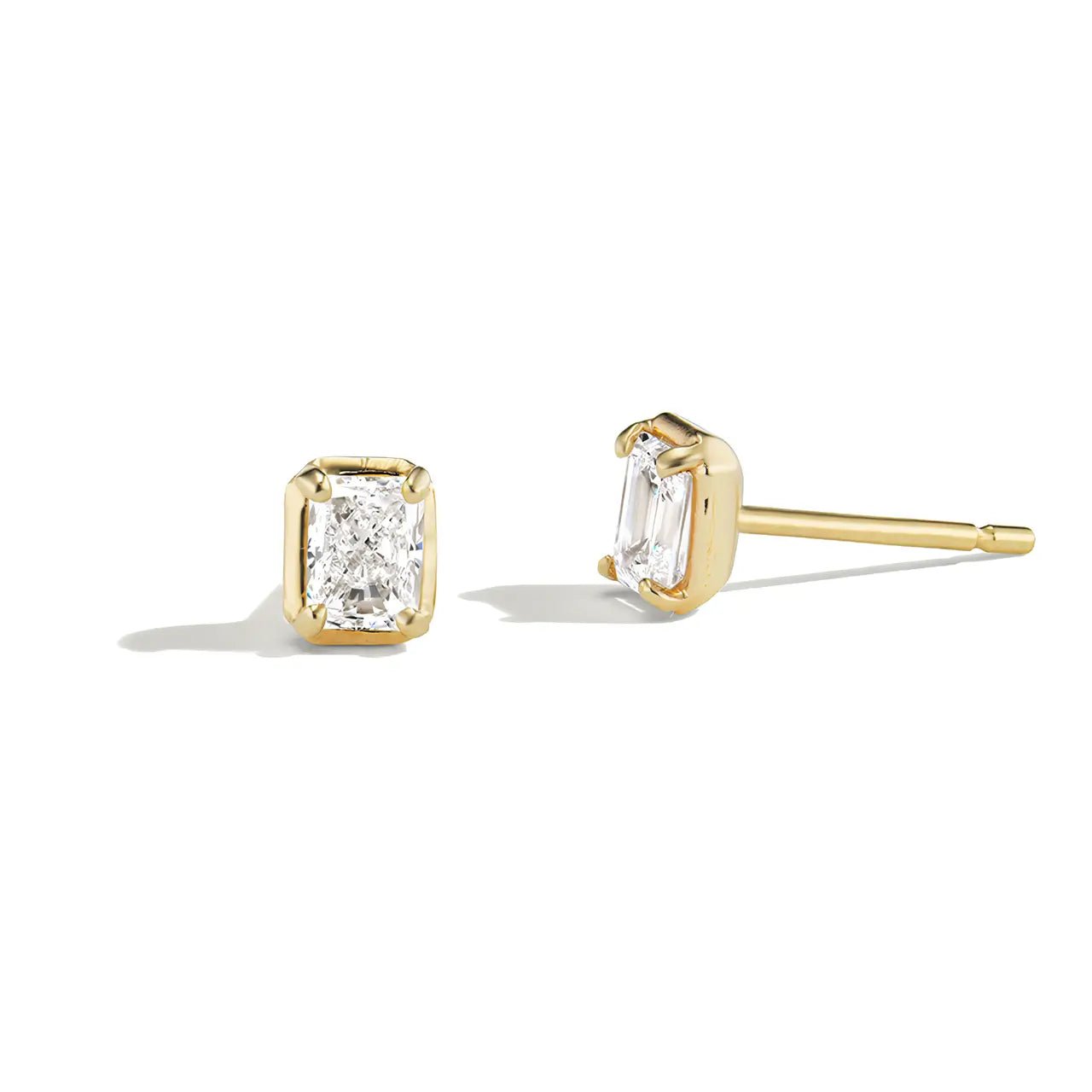 Малки обици на винт Rectangular Shine Сребро 925 с позлата – by Crystal Pro Jewellery