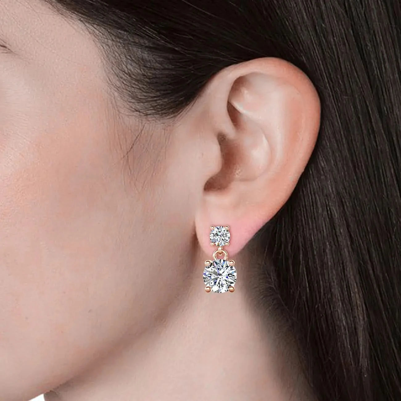 Small dangling earrings with Austrian crystals and gold plating 925 Silver