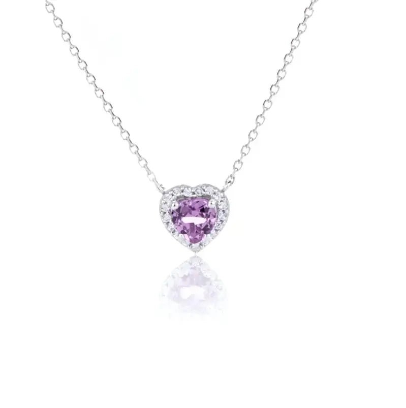 Минималистично колие Amethyst Love с Нано камъни Сребро 925 – by Crystal Pro Jewellery