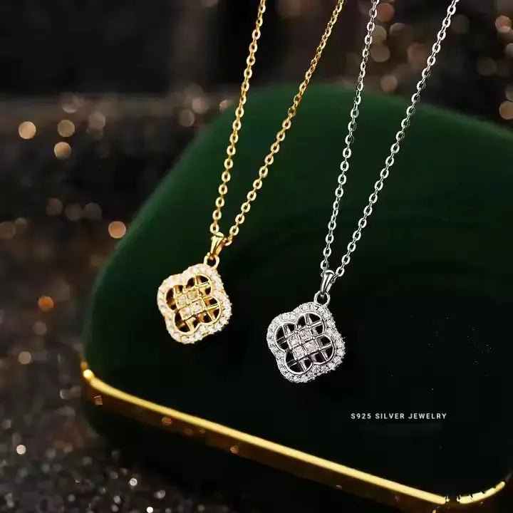 Модерно сребърно колие Четирилистна детелина Фина бижутерия – by Crystal Pro Jewellery