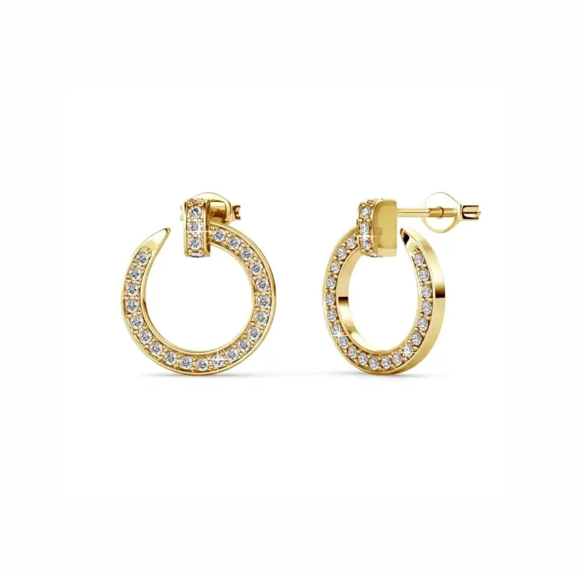 Модерен дизайн обици скристаи Сваровски circle pave