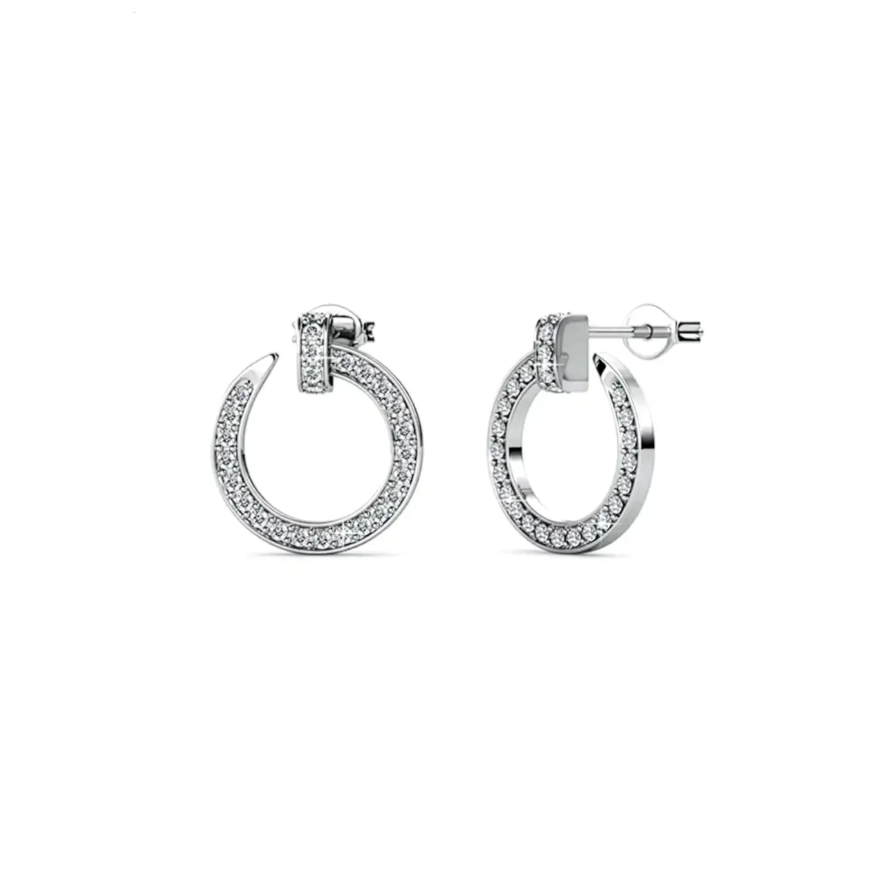 Обици circle pave с кристали Сваровски 