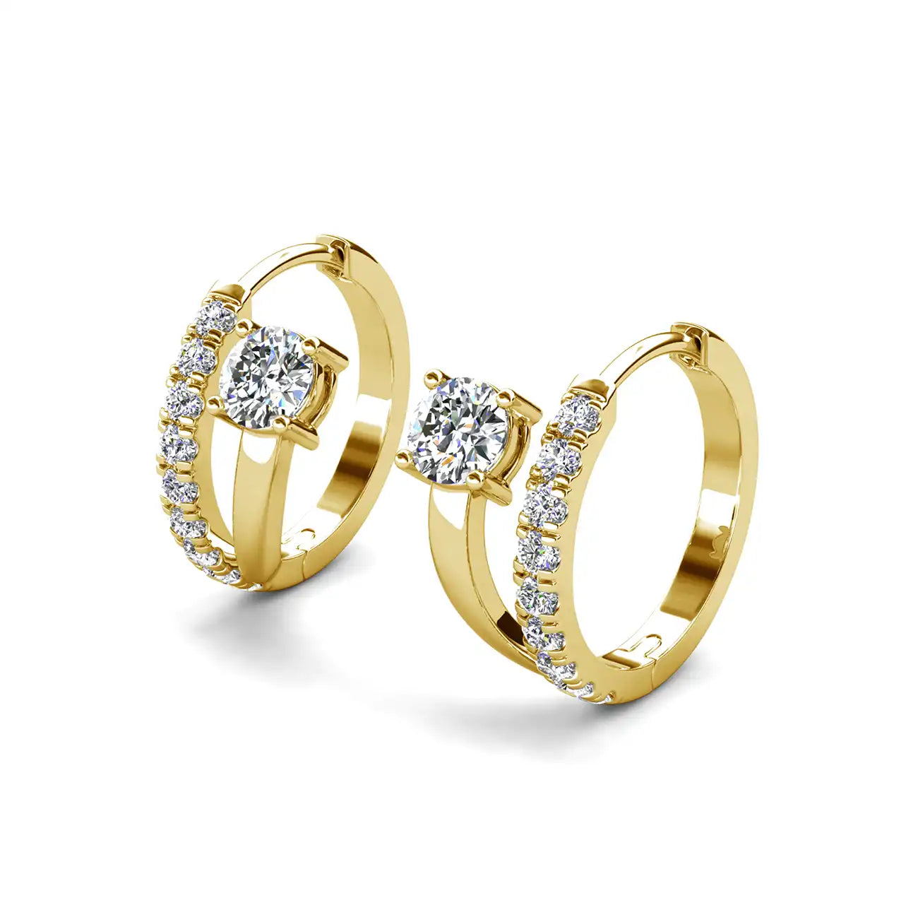 Fine Silver Heart Earrings with Crystals and 18K Rose Gold Plating