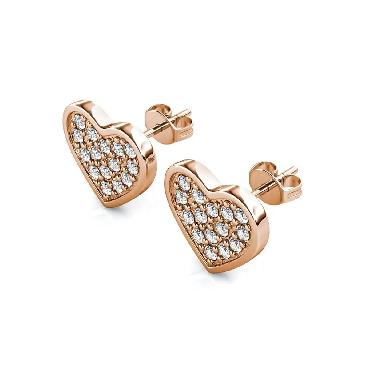Обици Heart glow с кристали Сваровски и 18К покритие розово злато