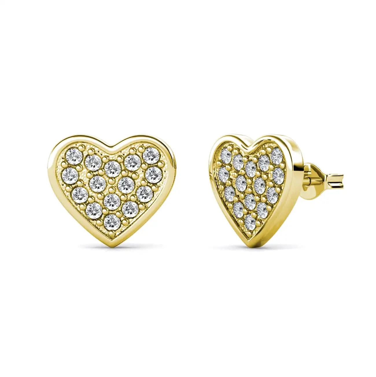 Обици Heart glow с кристали Сваровски и 18К покритие злато