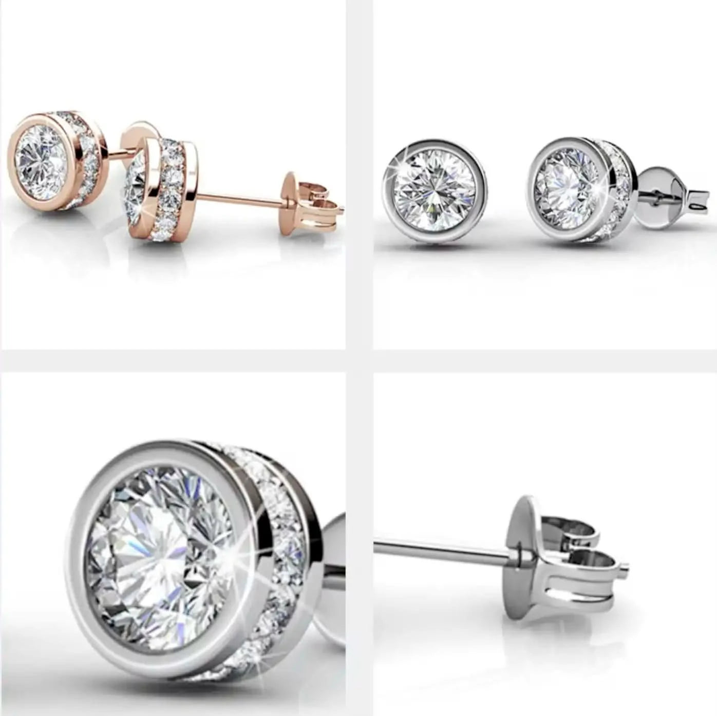 Обици Round Crystal с 18K покритие Розово злато и австрийски кристали