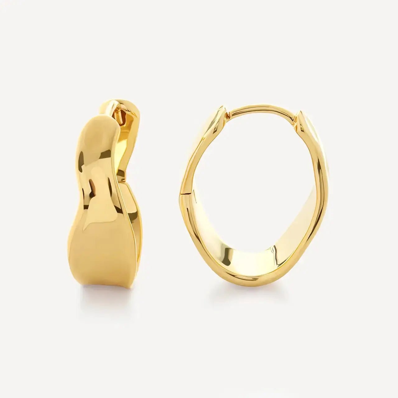 Обици Халки с вълнообразен дизайн позлатени – by Crystal Pro Jewellery