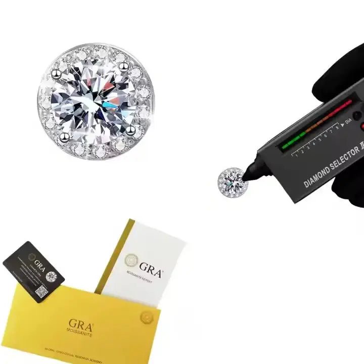 Обици с Мойсанит Сертифициран от GRA Сребро 925 – by Crystal Pro Jewellery