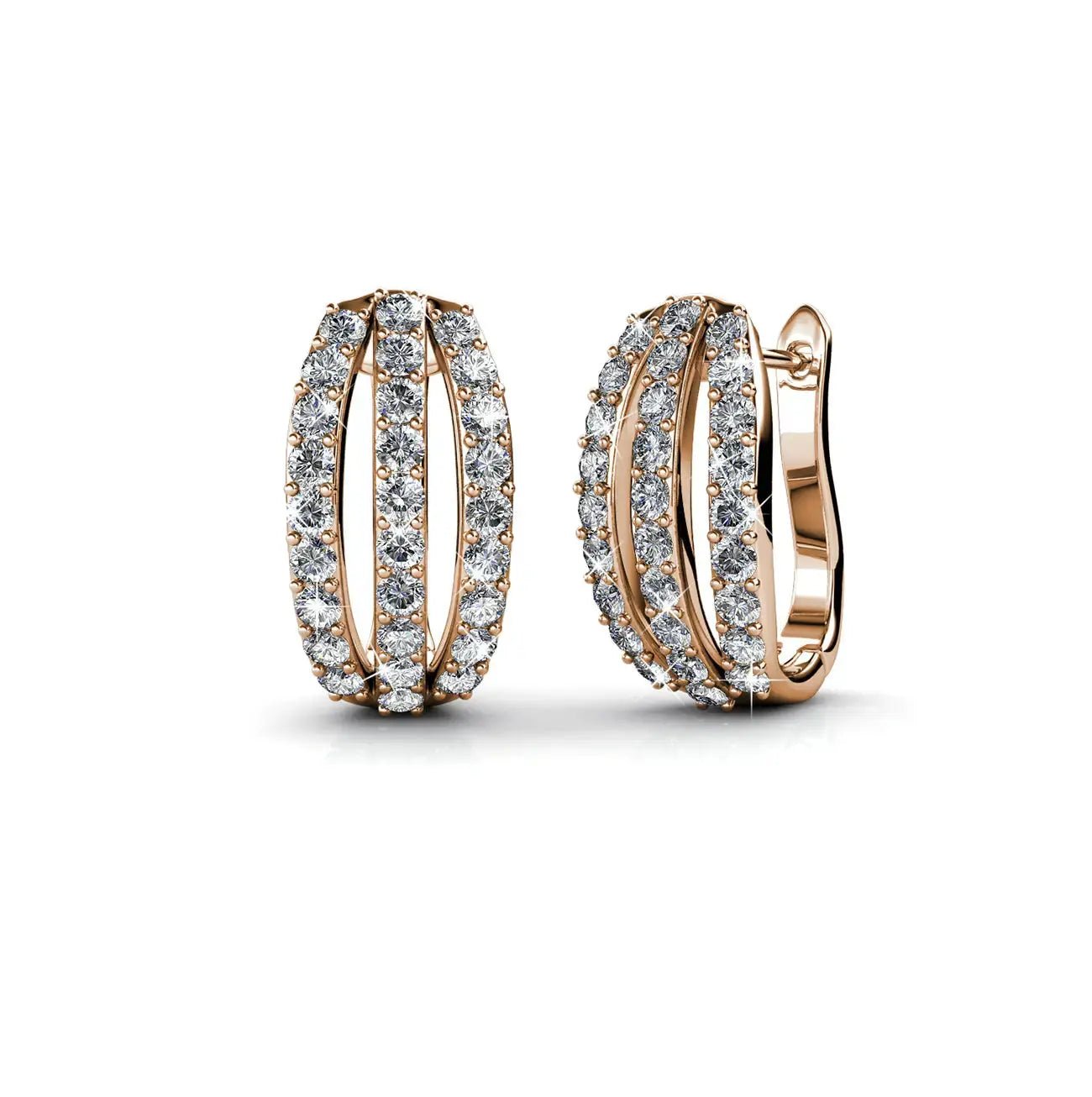 Обици за всеки ден с кристали и 18К покритие розово злато – by Crystal Pro Jewellery