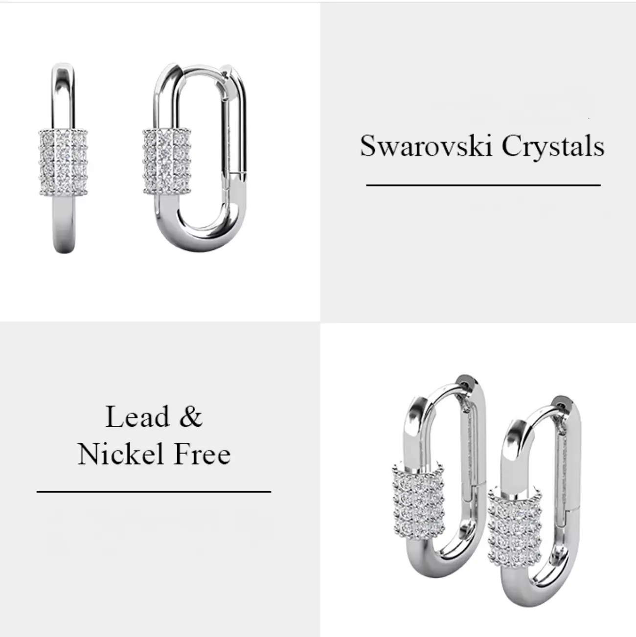 Позлатени обици халки с кристсли Сваровски, лек и удобен дизайн