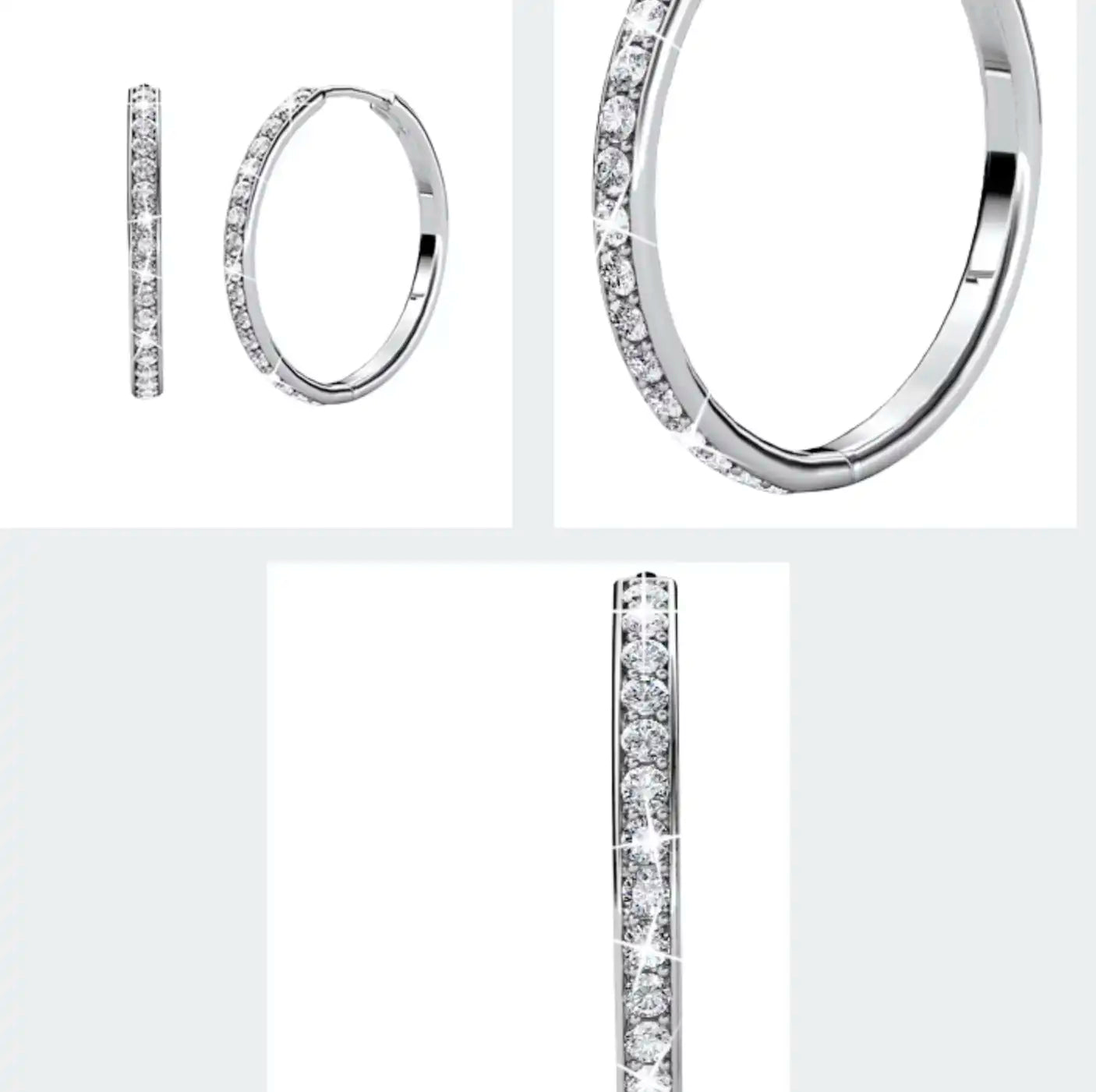 Delicate hoops with a crystal accent and 18K white gold plating