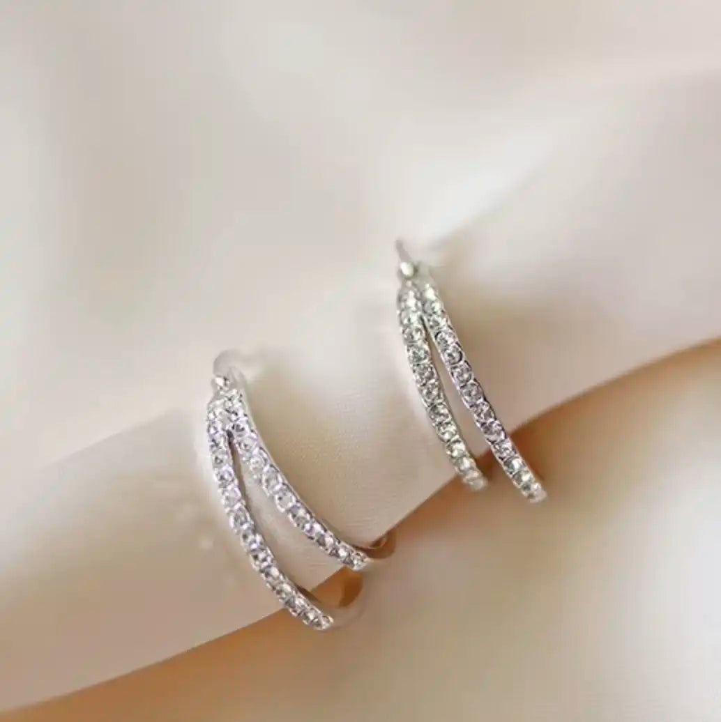 Double Sparkle Hoops 18K Gold Plated