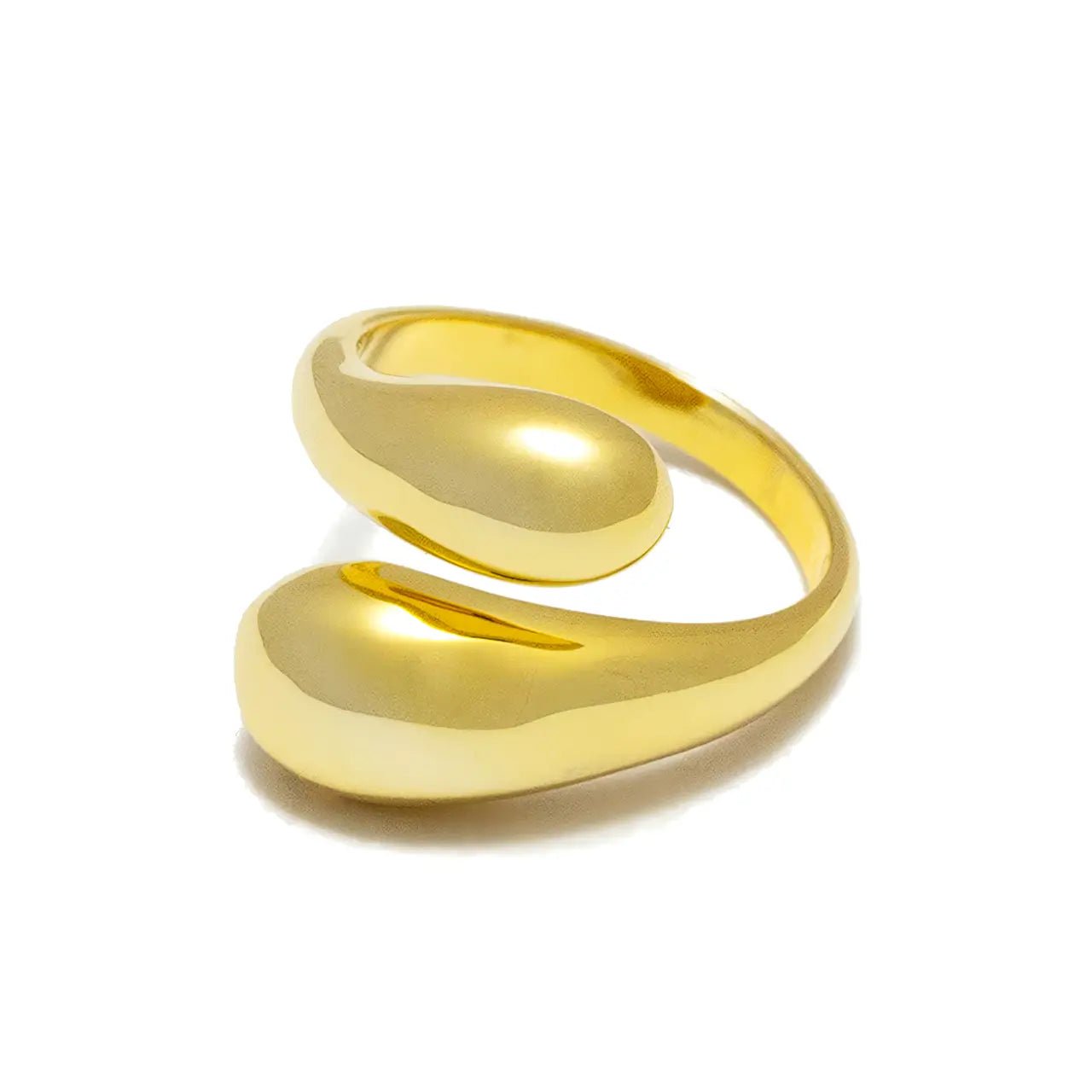 Регулируем Сребърен пръстен Водни капки – винтидж шик със златен блясък – by Crystal Pro Jewellery