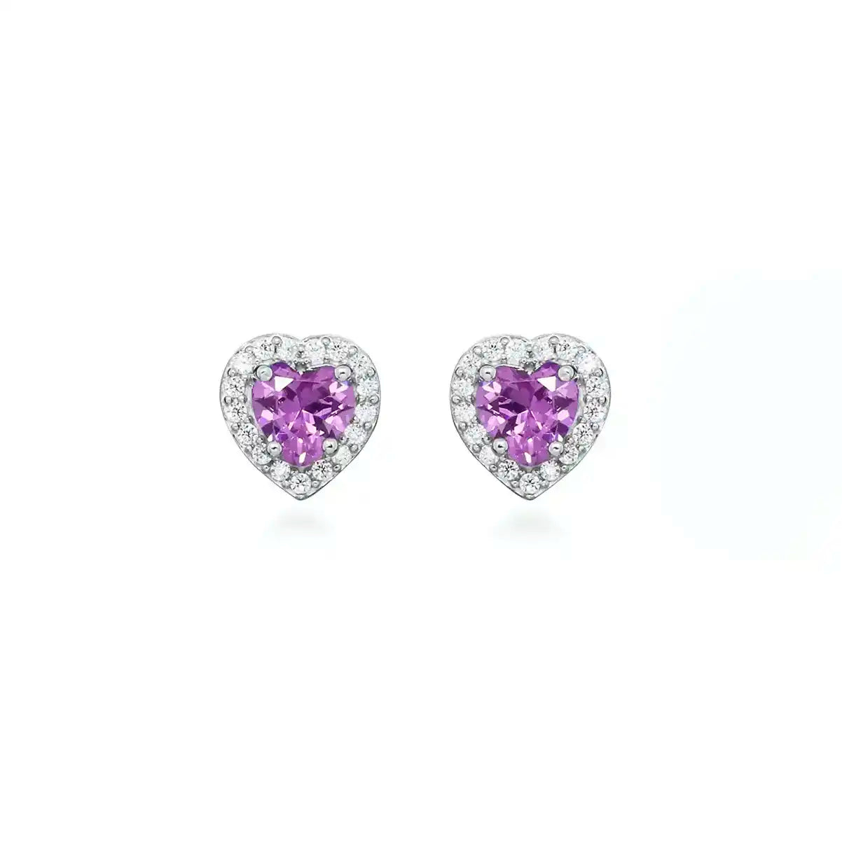 Amethyst Love Earrings with Nano Stones Silver 925