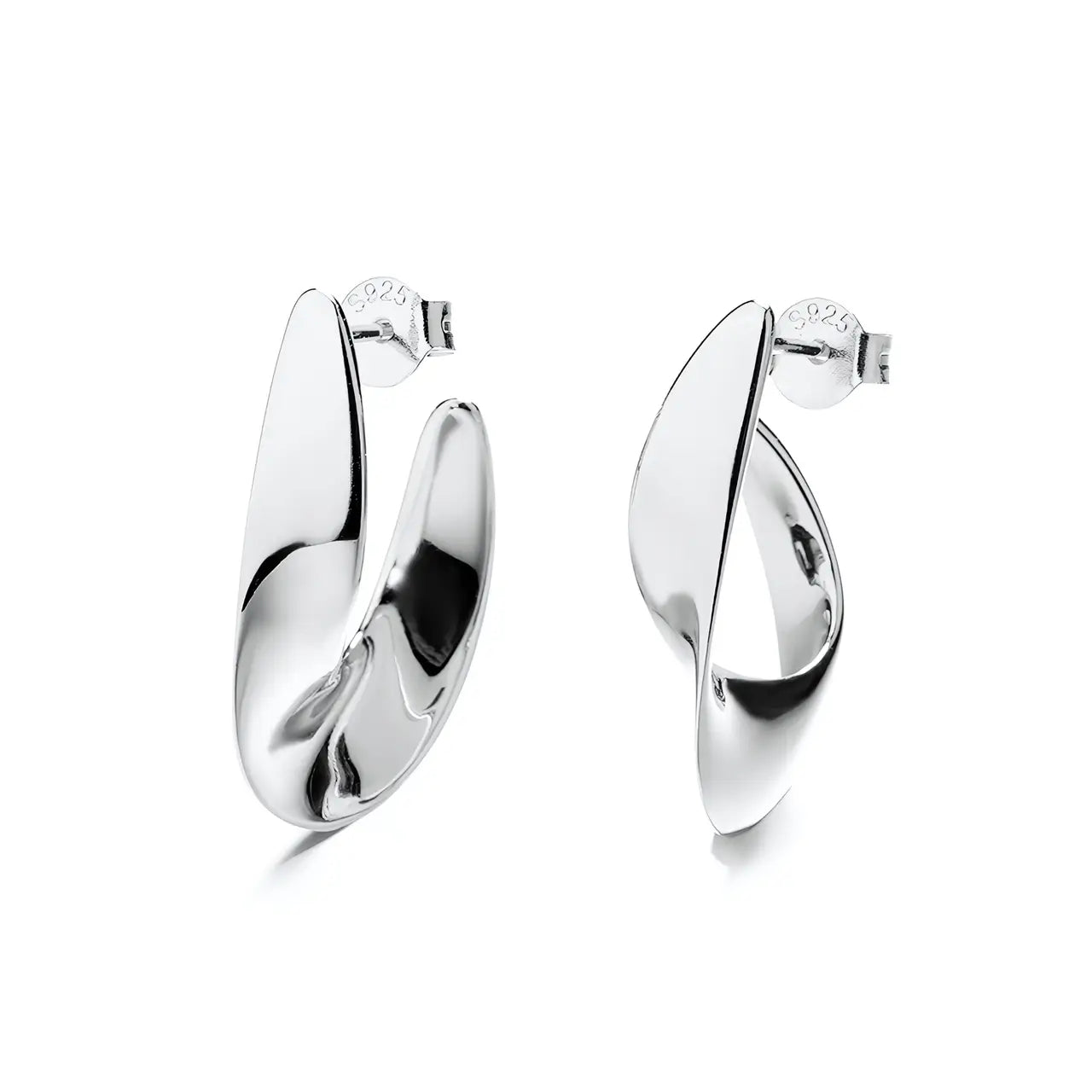 Сребърни обици Silver wave, модерен дизайн
