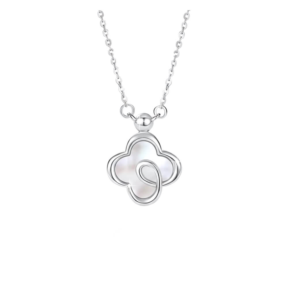 Сребърно колие детелина със седеф от Сребро 925 с родиево покритие, бестселър