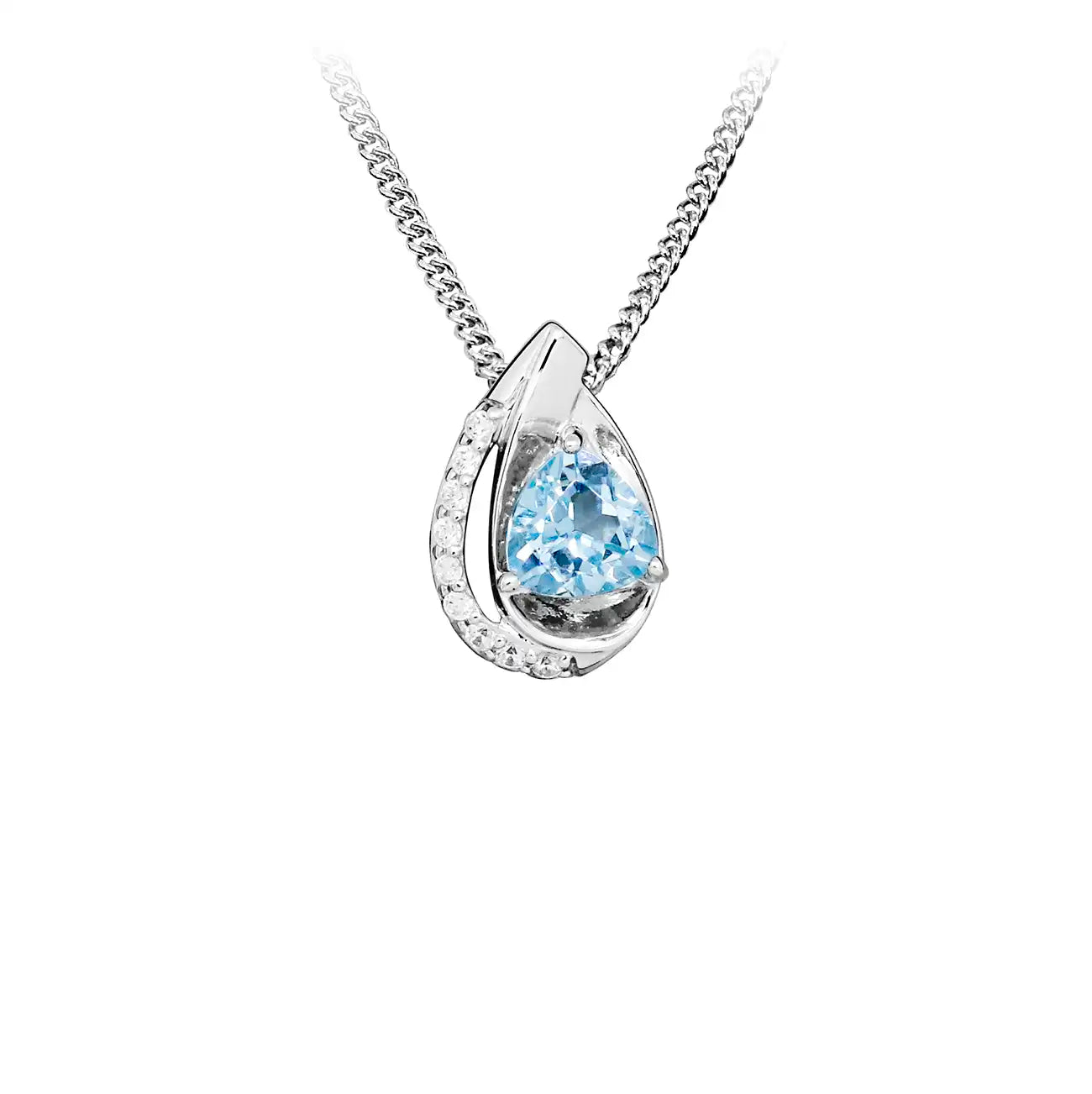 Колие в цвят Blue sky topaz с нано камъни и циркони от сребро