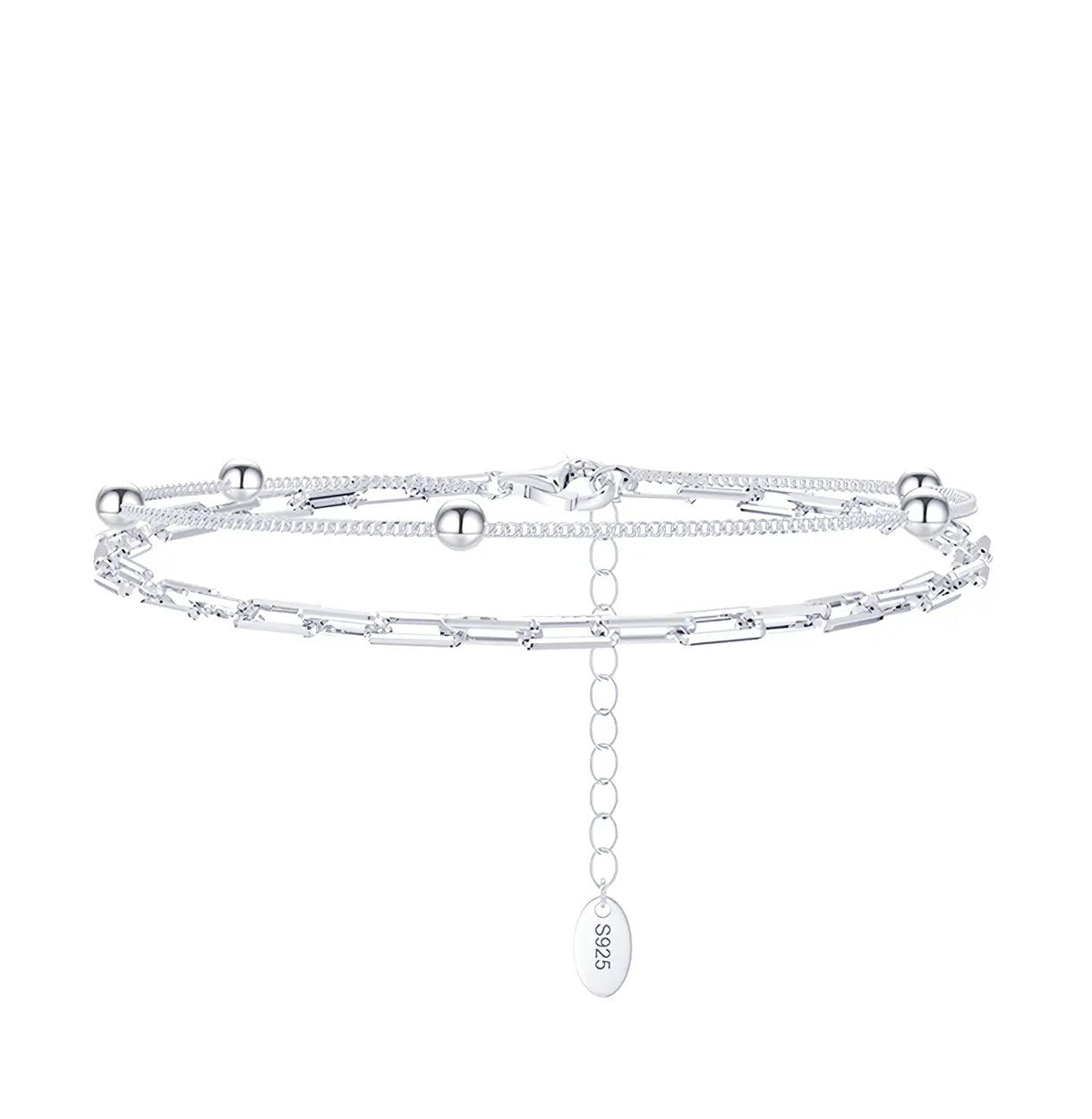 Сребърна гривна с родиево покритие Mинимализъм с луксозен акцент – by Crystal Pro Jewellery