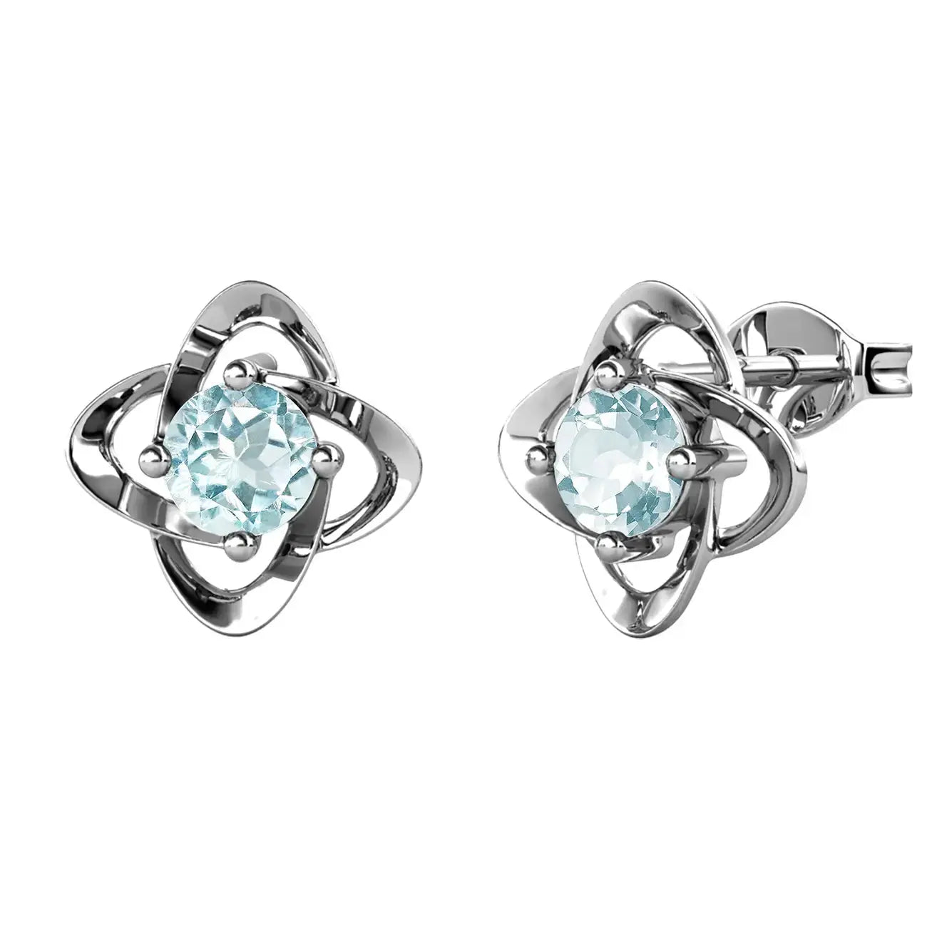 Сребърни обици Детелина с естествен Син Топаз – by Crystal Pro Jewellery