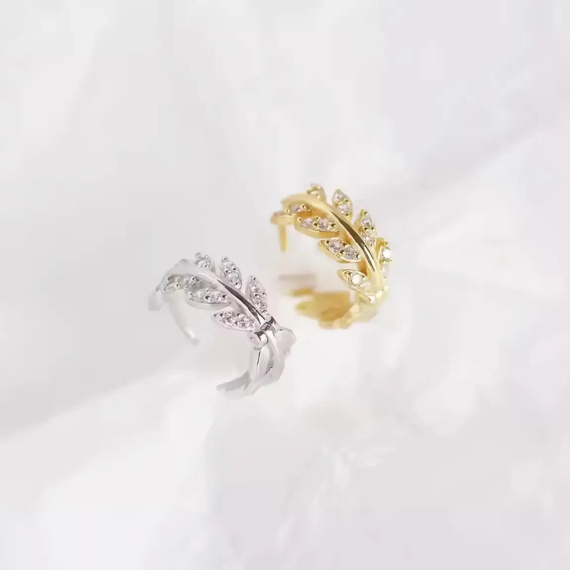 Сребърни обици халки Маслинови листа Луксозен дизайн – by Crystal Pro Jewellery