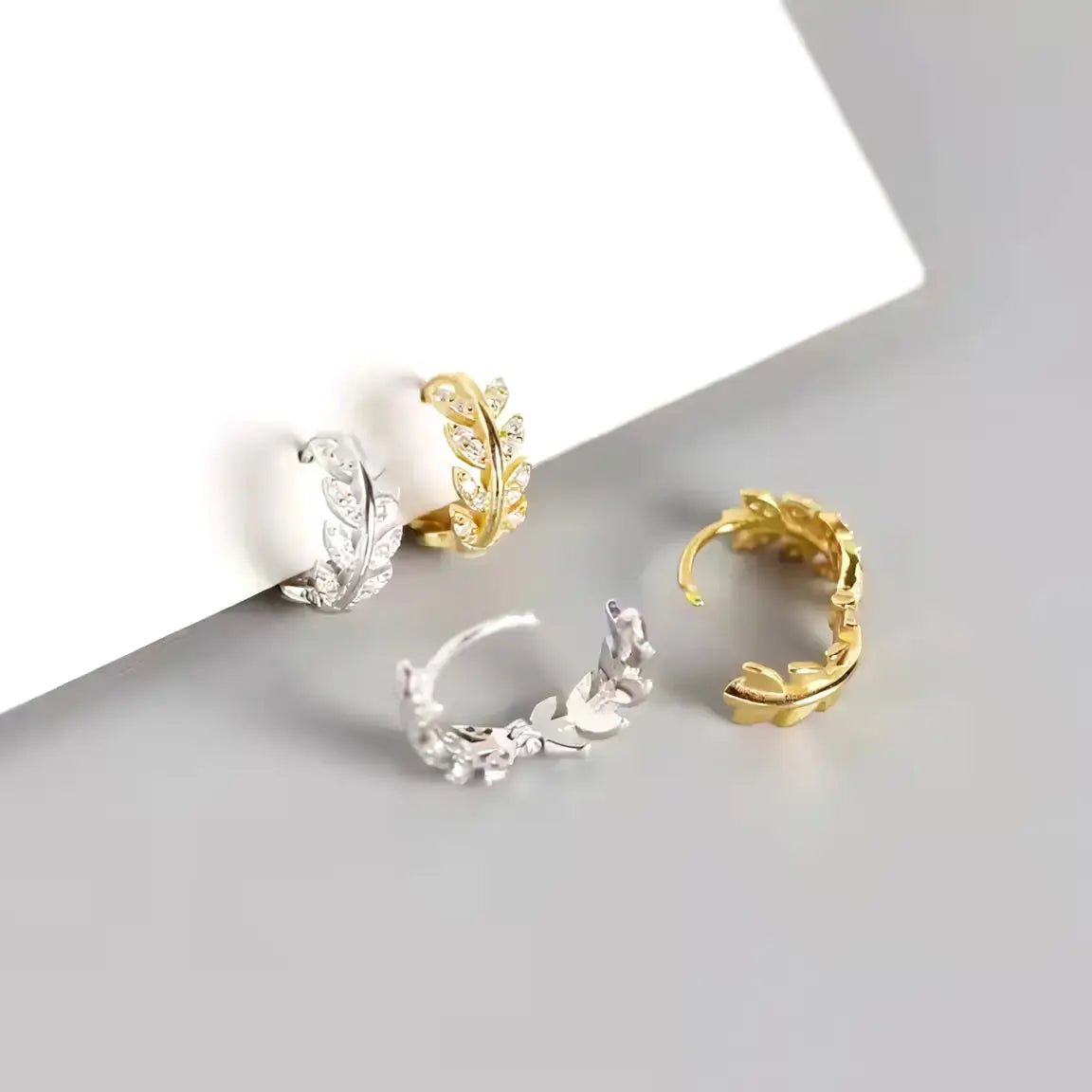 Сребърни обици халки Маслинови листа Луксозен дизайн – by Crystal Pro Jewellery