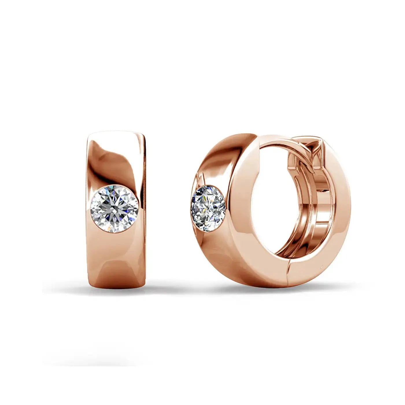 Сребърни обици Халки за всеки ден 18К покритие Розово злато – by Crystal Pro Jewellery