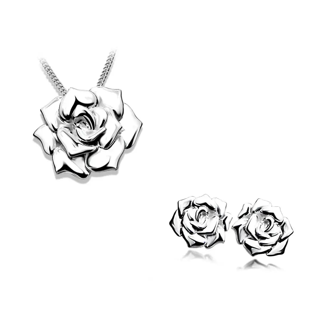 Сребърни обици на винт Дизайн на Роза – by Crystal Pro Jewellery