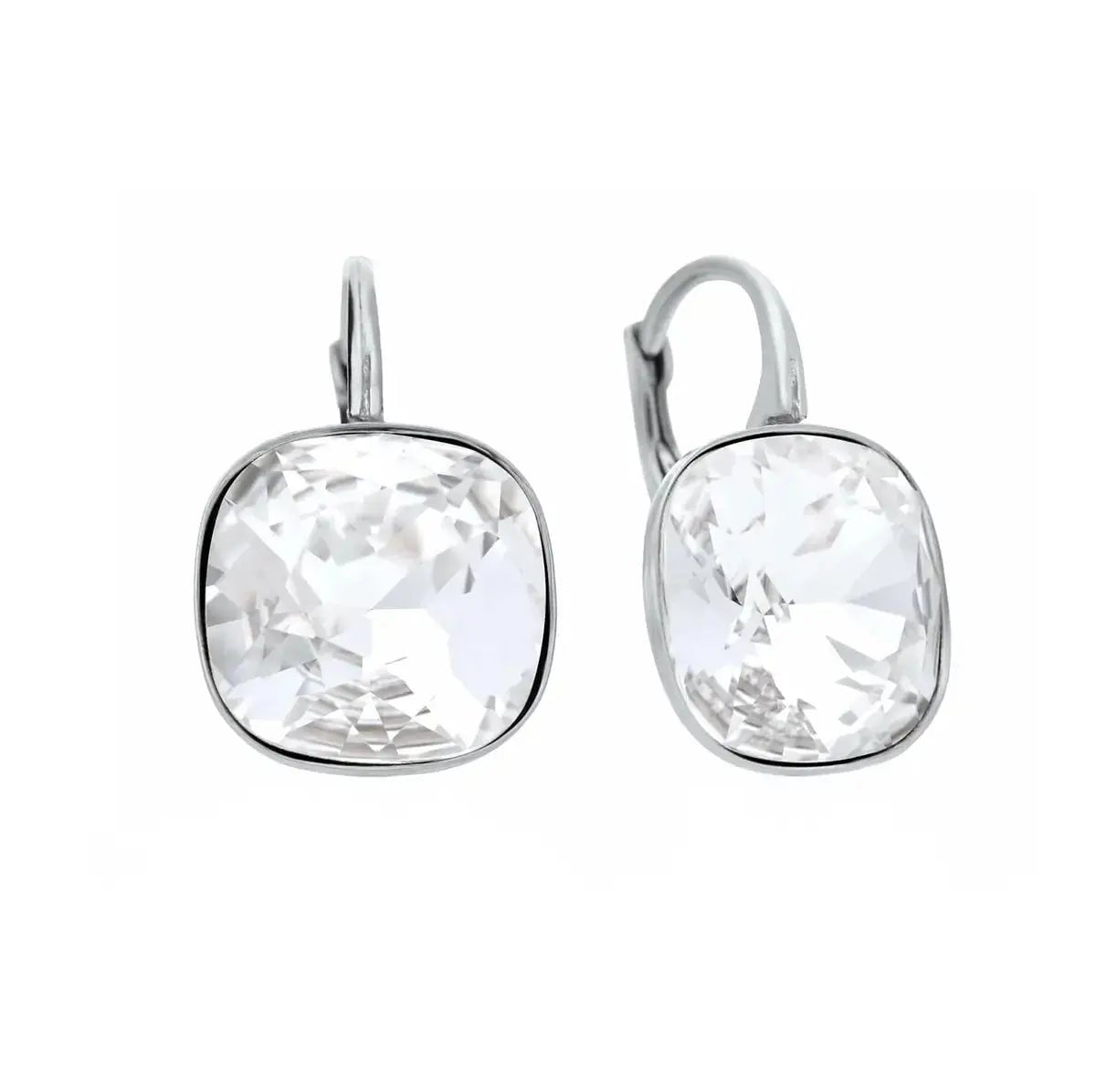 Сребърни обици Quadro с лилави кристали – by Crystal Pro Jewellery