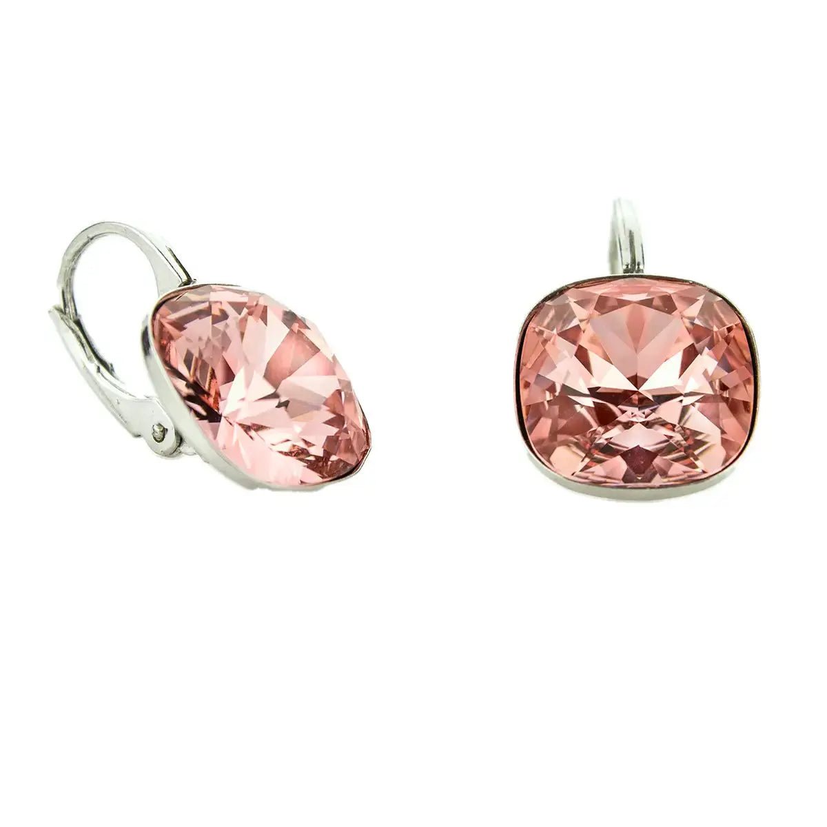 Сребърни обици Quadro с лилави кристали – by Crystal Pro Jewellery