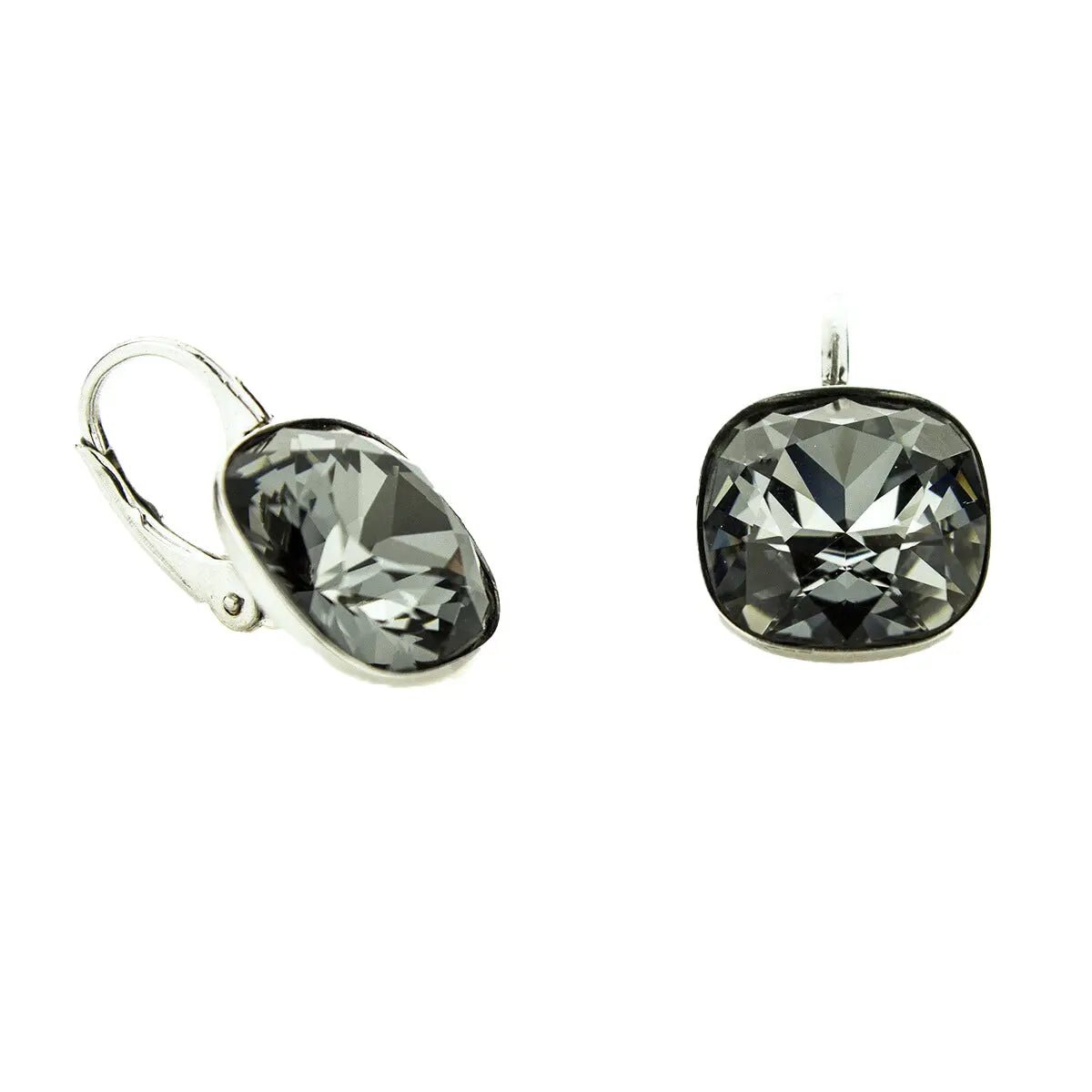 Сребърни обици Quadro с лилави кристали – by Crystal Pro Jewellery