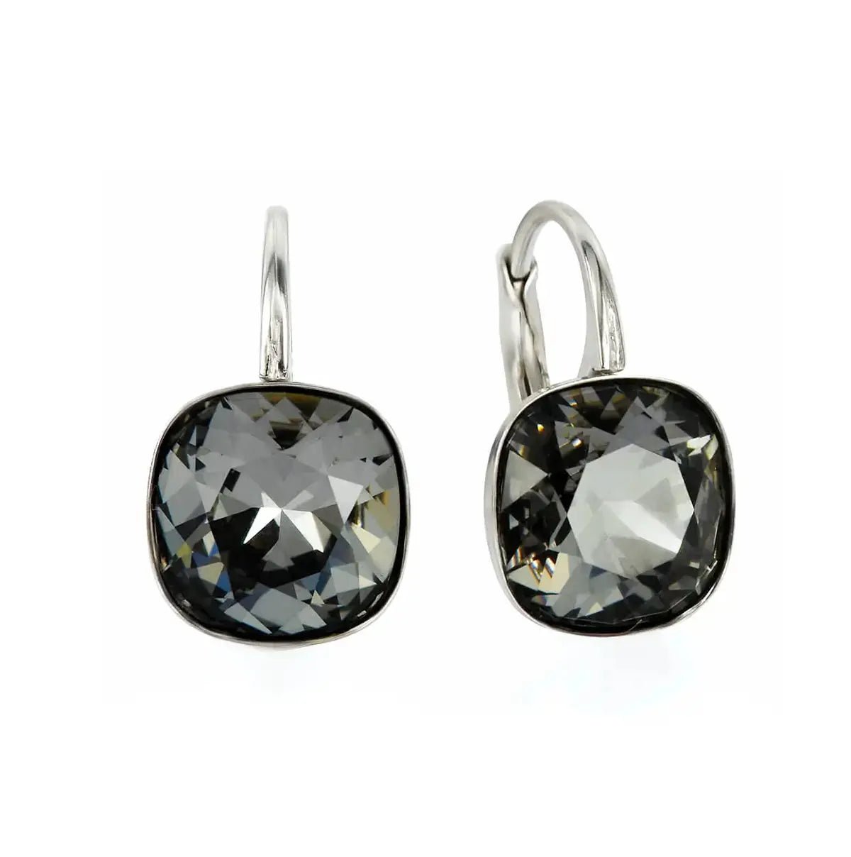 Сребърни обици Quadro с лилави кристали – by Crystal Pro Jewellery